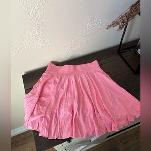 One Pink and One White Pleated with Shorts Underneath Women's Skirts